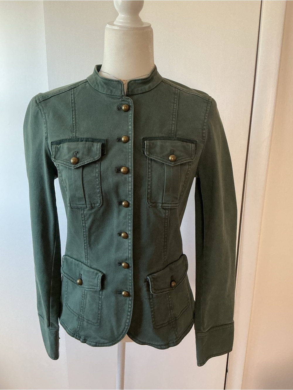WHITE HOUSE BLACK MARKET MILITARY UTILITY JACKET-OLIVE GREEN-SZ 6